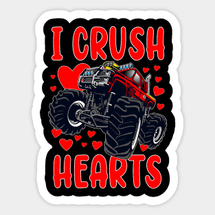 Boys Valentines Monster Truck Kids Toddler I Crush Hearts Sticker